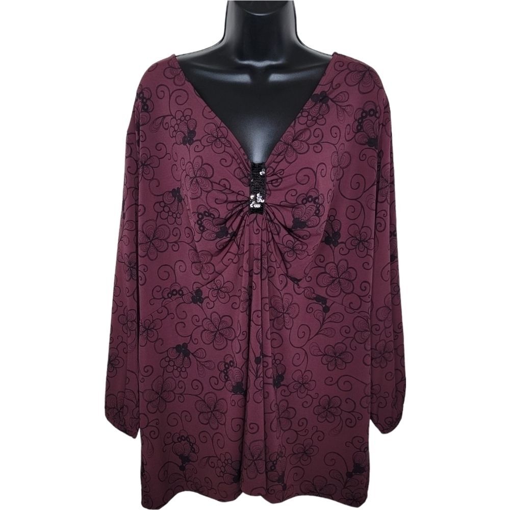 Apostrophe Nwt floral sequin top blouse size 24-26w